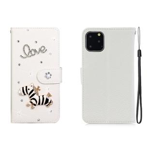 For iPhone 11 Pro Horizontal Flip Solid Color Rhinestones Leather Case with Card Slot & Wallet & Holder(Trojan)