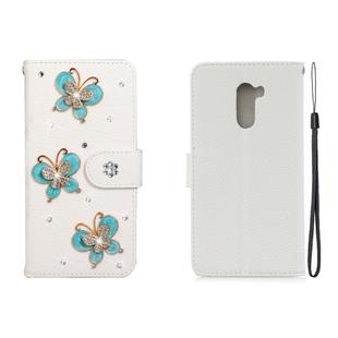 For Xiaomi Pocophone F1 Horizontal Flip Solid Color Rhinestones Leather Case with Card Slot & Wallet & Holder(Three Butterflies)