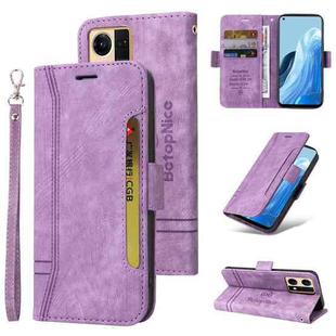 For OPPO Reno7 / F21 Pro BETOPNICE Dual-side Buckle Leather Phone Case(Purple)