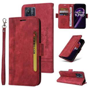 For Realme 9 Pro BETOPNICE Dual-side Buckle Leather Phone Case(Red)