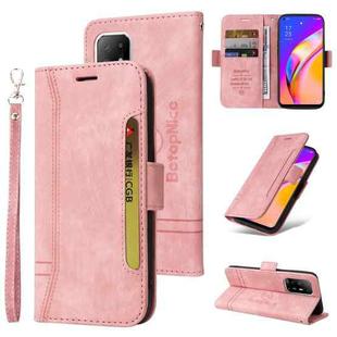 For OPPO A94 5G BETOPNICE Dual-side Buckle Leather Phone Case(Pink)