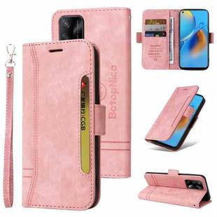For OPPO A74 4G BETOPNICE Dual-side Buckle Leather Phone Case(Pink)