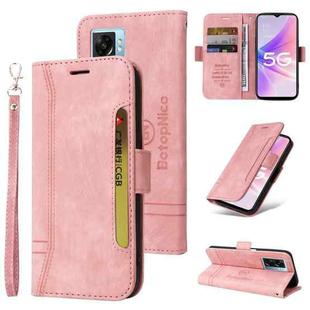 For OPPO A57 5G BETOPNICE Dual-side Buckle Leather Phone Case(Pink)