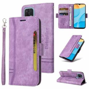 For OPPO A15 BETOPNICE Dual-side Buckle Leather Phone Case(Purple)