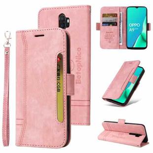 For OPPO A9 2020 BETOPNICE Dual-side Buckle Leather Phone Case(Pink)