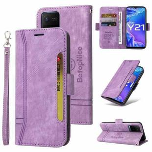 For vivo Y21 2021 BETOPNICE Dual-side Buckle Leather Phone Case(Purple)