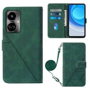 For Tecno Camon 19 Crossbody 3D Embossed Flip Leather Phone Case(Dark Green)