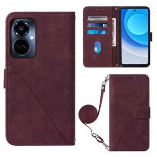 For Tecno Camon 19 Pro 5G Crossbody 3D Embossed Flip Leather Phone Case(Wine Red)