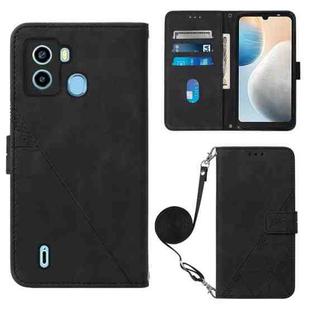 For Tecno Pop 6 Crossbody 3D Embossed Flip Leather Phone Case(Black)