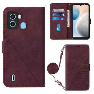 For Tecno Pop 6 Crossbody 3D Embossed Flip Leather Phone Case(Wine Red)