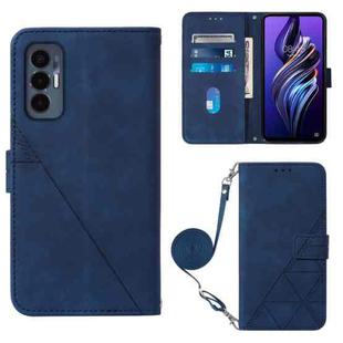 For Tecno Pova 3 LE7 Crossbody 3D Embossed Flip Leather Phone Case(Blue)