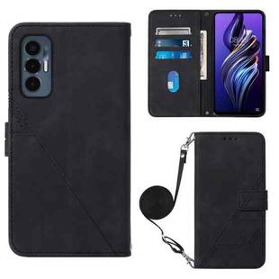 For Tecno Pova 3 LE7 Crossbody 3D Embossed Flip Leather Phone Case(Black)