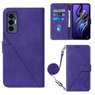 For Tecno Pova 3 LE7 Crossbody 3D Embossed Flip Leather Phone Case(Purple)
