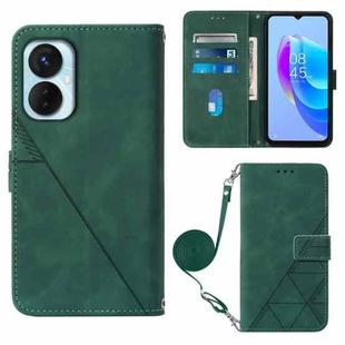 For Tecno Spark 9 Pro / Spark 9T Crossbody 3D Embossed Flip Leather Phone Case(Dark Green)