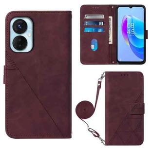 For Tecno Spark 9 Pro / Spark 9T Crossbody 3D Embossed Flip Leather Phone Case(Wine Red)