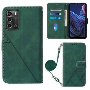 For ZTE Blade A72 Crossbody 3D Embossed Flip Leather Phone Case(Dark Green)