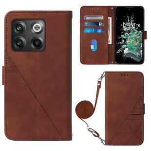 For OnePlus 10T 5G Global Crossbody 3D Embossed Flip Leather Phone Case(Brown)