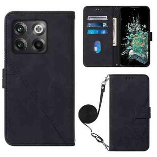 For OnePlus 10T 5G Global Crossbody 3D Embossed Flip Leather Phone Case(Black)