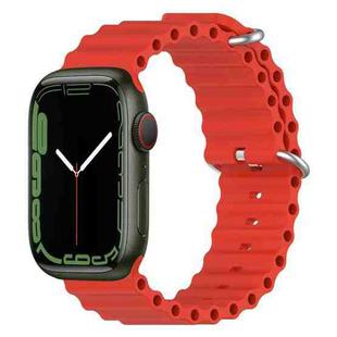 Ocean Silicone Watch Band for Apple Watch Series 8&7 41mm / SE 2&6&SE&5&4 40mm / 3&2&1 38mm (Red)