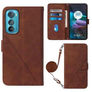 For Motorola Edge 30 Crossbody 3D Embossed Flip Leather Phone Case(Brown)