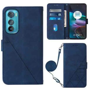 For Motorola Edge 30 Crossbody 3D Embossed Flip Leather Phone Case(Blue)