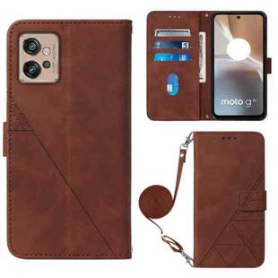 For Motorola Moto G32 Crossbody 3D Embossed Flip Leather Phone Case(Brown)