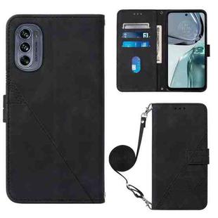 For Motorola Moto G62 5G Crossbody 3D Embossed Flip Leather Phone Case(Black)