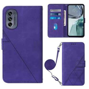 For Motorola Moto G62 5G Crossbody 3D Embossed Flip Leather Phone Case(Purple)