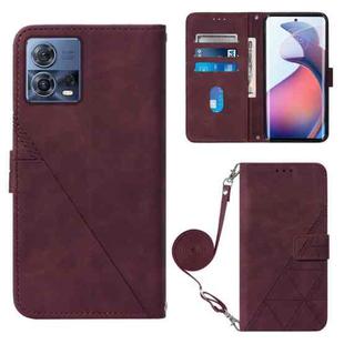 For Motorola Moto S30 Pro 5G Crossbody 3D Embossed Flip Leather Phone Case(Wine Red)