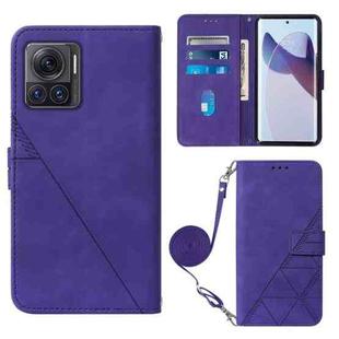 For Motorola Moto X30 Pro 5G Crossbody 3D Embossed Flip Leather Phone Case(Purple)