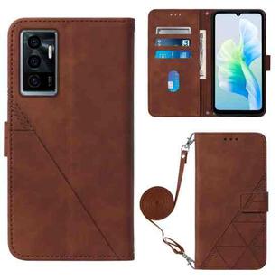 For vivo S10e 5G / V23e 4G&5G /Y75 4G Crossbody 3D Embossed Flip Leather Phone Case(Brown)
