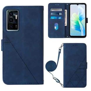 For vivo S10e 5G / V23e 4G&5G /Y75 4G Crossbody 3D Embossed Flip Leather Phone Case(Blue)