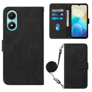 For vivo Y02s Crossbody 3D Embossed Flip Leather Phone Case(Black)