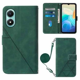 For vivo Y02s Crossbody 3D Embossed Flip Leather Phone Case(Dark Green)