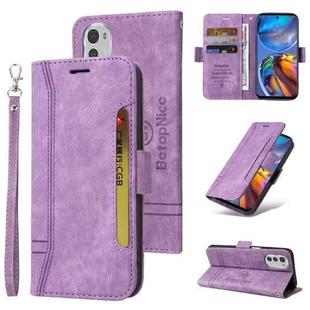 For Motorola Moto E32 BETOPNICE Dual-side Buckle Leather Phone Case(Purple)