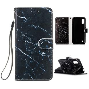 For Galaxy A01 Painted Pattern Horizontal Flip Leather Case with Holder & Card Slots & Wallet(Black Marble)