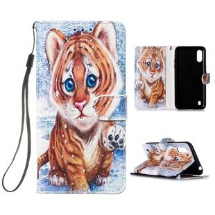 For Galaxy A01 Painted Pattern Horizontal Flip Leather Case with Holder & Card Slots & Wallet(Tiger)