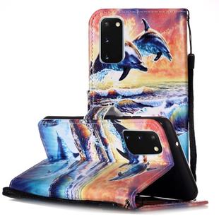 For Galaxy S20 Painted Pattern Horizontal Flip Leather Case with Holder & Card Slots & Wallet(Dolphin)