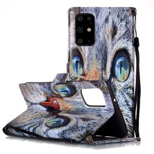 For Galaxy S20+ Painted Pattern Horizontal Flip Leather Case with Holder & Card Slots & Wallet(Blue Cat)