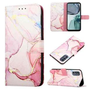 For Motorola Moto G62 5G PT003 Marble Pattern Flip Leather Phone Case(Rose Gold)