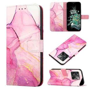 For OnePlus 10T 5G PT003 Marble Pattern Flip Leather Phone Case(Pink Purple)