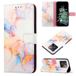 For OnePlus 10T 5G PT003 Marble Pattern Flip Leather Phone Case(Marble White)