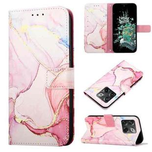 For OnePlus 10T 5G PT003 Marble Pattern Flip Leather Phone Case(Rose Gold)