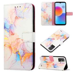 For ZTE Blade A52 PT003 Marble Pattern Flip Leather Phone Case(Marble White)