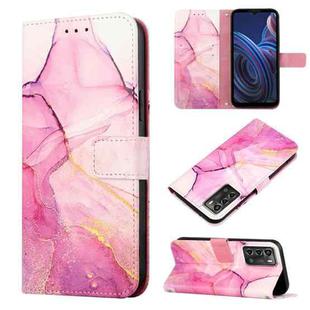 For ZTE Blade A72 PT003 Marble Pattern Flip Leather Phone Case(Pink Purple)