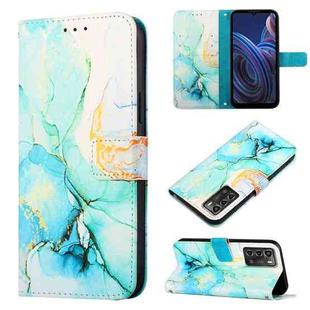 For ZTE Blade A72 PT003 Marble Pattern Flip Leather Phone Case(Green)