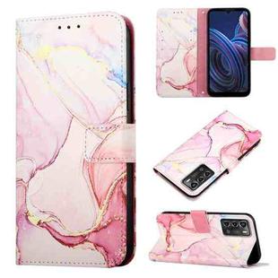 For ZTE Blade A72 PT003 Marble Pattern Flip Leather Phone Case(Rose Gold)