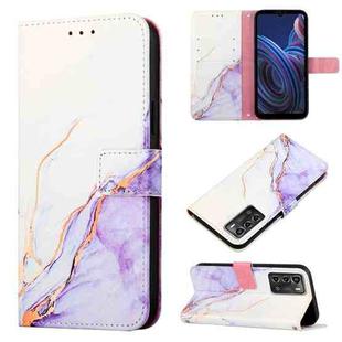 For ZTE Blade A72 PT003 Marble Pattern Flip Leather Phone Case(White Purple)