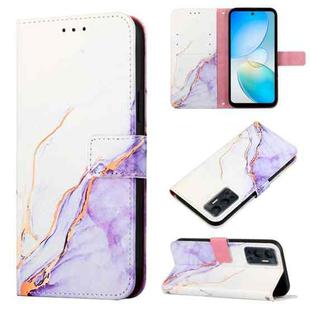 For Infinix Hot 12 X6817 PT003 Marble Pattern Flip Leather Phone Case(White Purple)