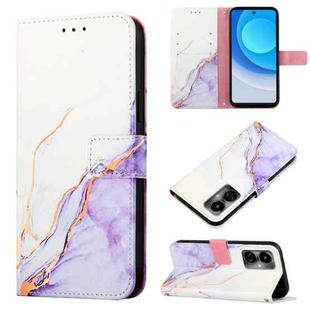 For Tecno Camon 19 PT003 Marble Pattern Flip Leather Phone Case(White Purple)